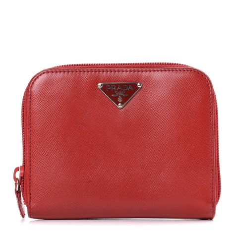 prada compact wallet metal saffiano fuoco|Prada saffiano wallet dupe.